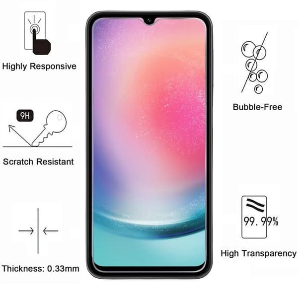 Härdat glas för Samsung Galaxy A24 4G [Pack 4] Skyddsfilm för skärmen Phonillico®