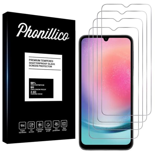Härdat glas för Samsung Galaxy A24 4G [Pack 4] Skyddsfilm för skärmen Phonillico®