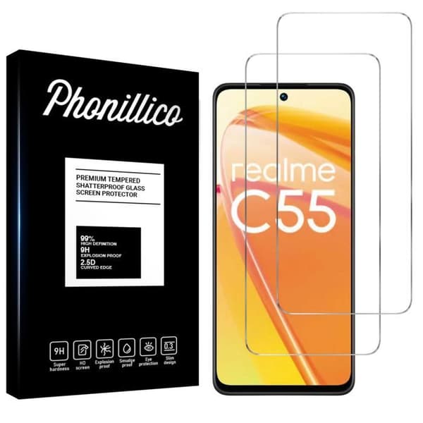 Härdat Glas för Realme C55 4G [Pack 2] Skärmskyddsfilm Phonillico®