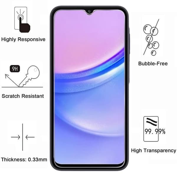 Härdat glas - Phonillico - Samsung Galaxy A15 4G/5G - Pack om 4 - Repellande mot repor - Transparent