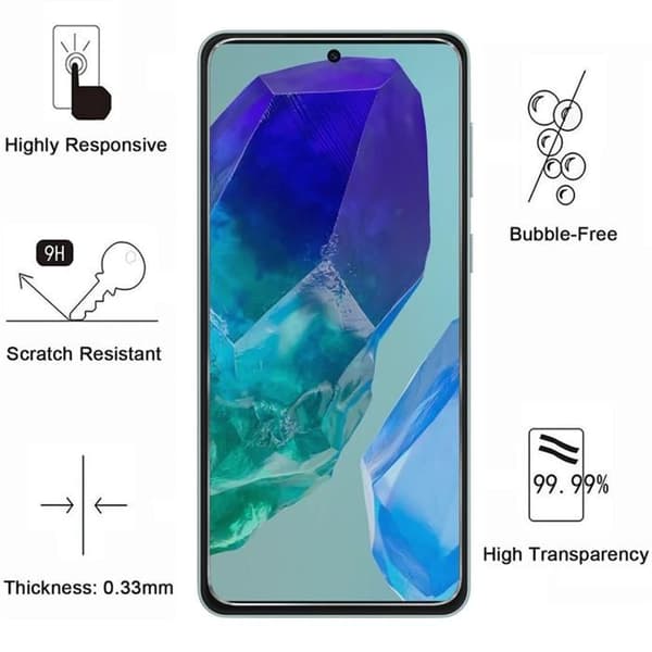 Film Härdat Glas - Phonillico - Samsung Galaxy M55 5G - Pack om 2 - Skärmskydd - Repåtålig