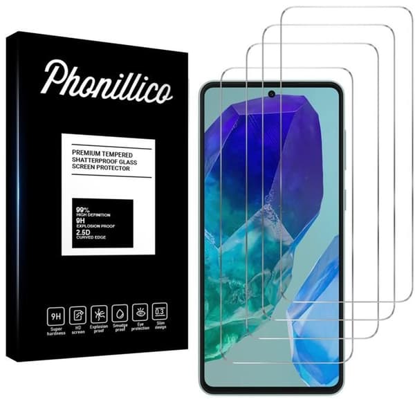 Skyddsfilm - Phonillico - Samsung Galaxy M55 5G - Pack om 4 - Härdat glas - Repbeständig