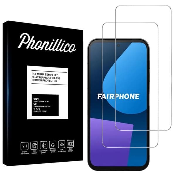 Härdat Glas - Phonillico® - Fairphone 5 - Pack om 2 - Repellerar repor - Skärmskydd