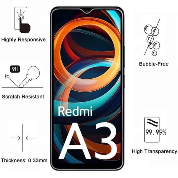 Film av härdat glas för Xiaomi Redmi A3 [Pack 2] Skyddsglas Telefon Phonillico®