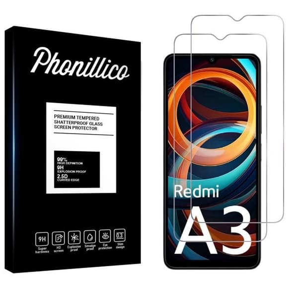 Film av härdat glas för Xiaomi Redmi A3 [Pack 2] Skyddsglas Telefon Phonillico®