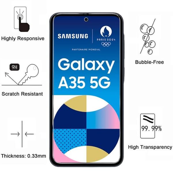 Film avskärmad glas för Samsung Galaxy A35 5G [Pack 4] Skärmskydd Phonillico®
