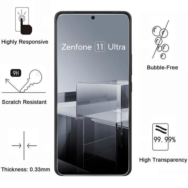 Film avsedd för Asus Zenfone 11 ULTRA 5G [Pack 2] Skyddsglas för skärm Phonillico®