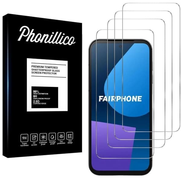 Film Vitre Skydd för Skärm - Phonillico® - Fairphone 5 - Paket med 4 - Härdat Glas - Repbeständig