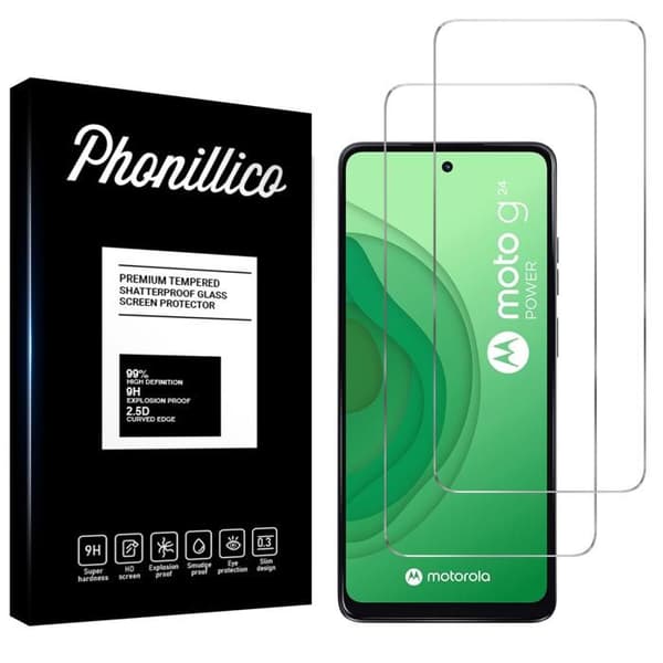 Skyddande film - Phonillico® - Motorola Moto G24 - Pack 2 - Härdat glas - Repåtrötsbeständig