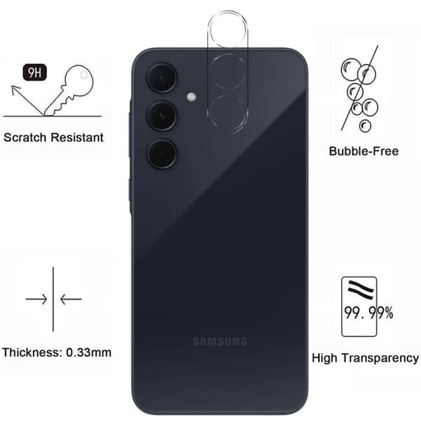 Skyddskamera Härdat Glas för Samsung Galaxy A35 5G [2-pack] Baksidan Film Skydd Phonillico®