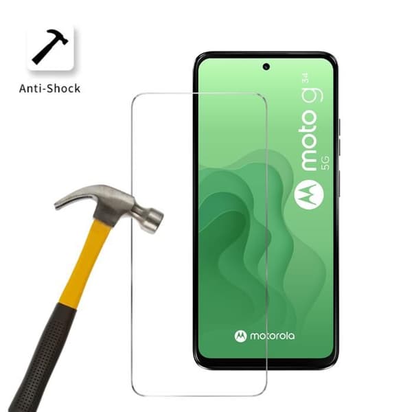 Skyddande film - Phonillico - Motorola Moto G34 5G - Förpackning med 2 - Härdat glas - Repbeständigt