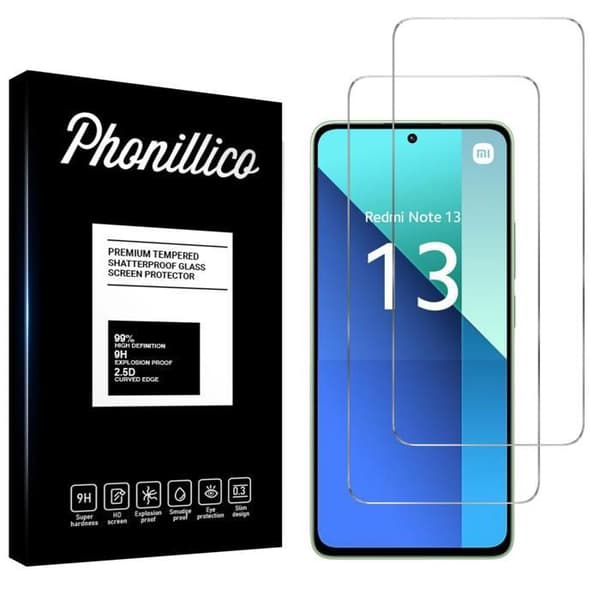 Härdat glas för Xiaomi Redmi Note 13 4G [Pack 2] Skydd film för skärm Phonillico®