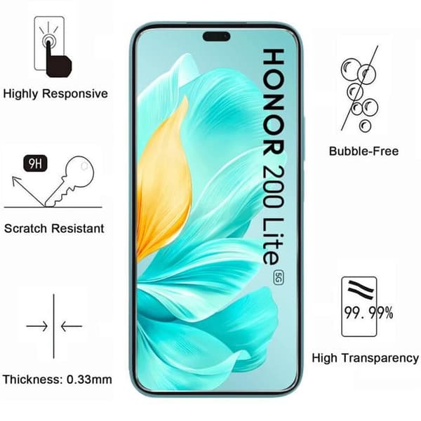 Skärmskydd - Phonillico - Honor 200 Lite 5G - Pack om 4 - Härdat glas - Rep-resistent