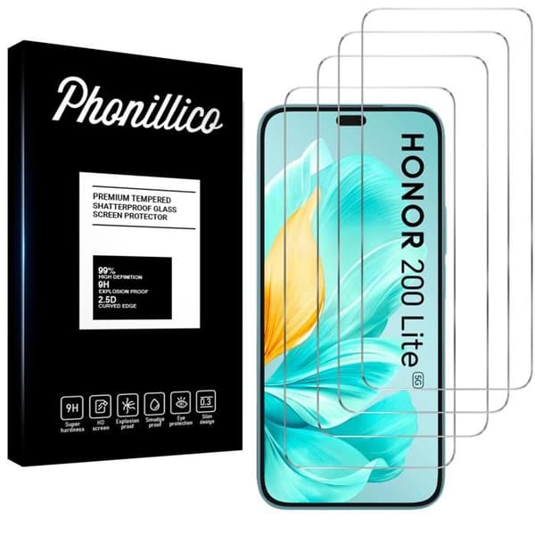 Skärmskydd - Phonillico - Honor 200 Lite 5G - Pack om 4 - Härdat glas - Rep-resistent