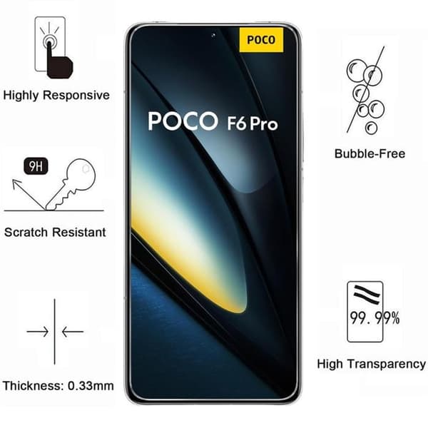 Filmskydd för skärm - Phonillico - Xiaomi Poco F6 Pro 5G - Pack om 2 - Härdat glas - Repbeständigt