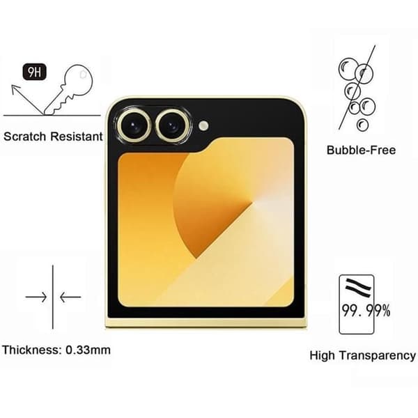 Skydd för skärm och kameraskydd för Samsung Galaxy Z FLIP 6 [Pack 2] Resistenta, repfria, ultratunna skydd från Phonillico®