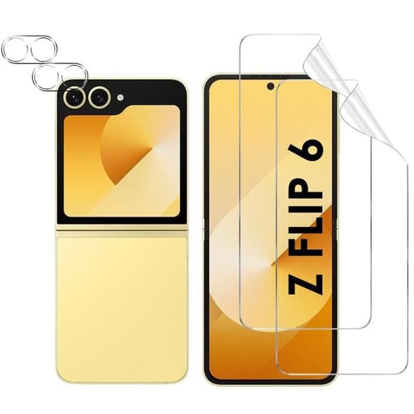 Skydd för skärm och kameraskydd för Samsung Galaxy Z FLIP 6 [Pack 2] Resistenta, repfria, ultratunna skydd från Phonillico®