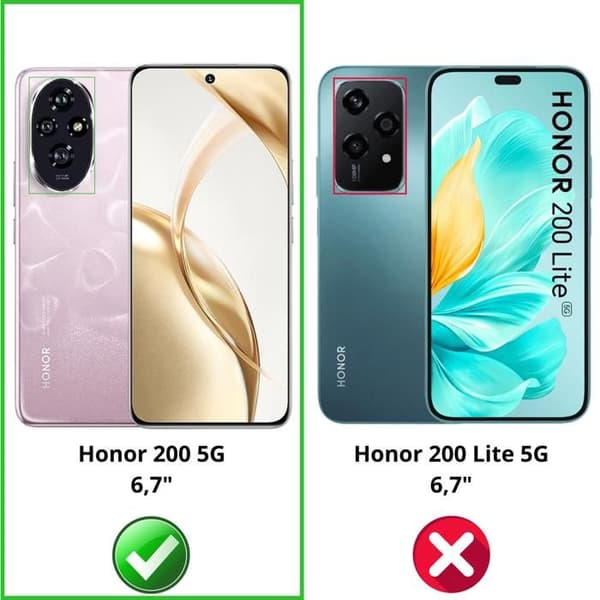 Filmgardin skydd för skärm - Phonillico - Honor 200 5G - 4-pack - Härdat glas - Repbeständig