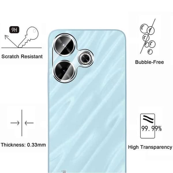 Skyddskamera - Phonillico - Xiaomi Redmi 13 - Härdat glas - Paket med 2 - Represistent