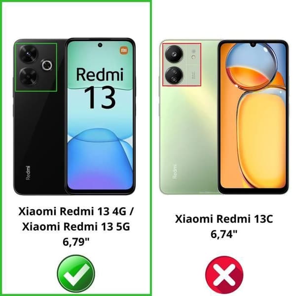 Skyddskamera - Phonillico - Xiaomi Redmi 13 - Härdat glas - Paket med 2 - Represistent