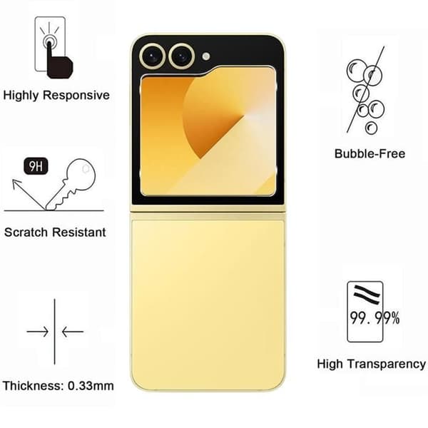 Skärmskydd - Phonillico® - Samsung Galaxy Z FLIP 6 - Härdat glas - Paket med 2 - Repbeständigt