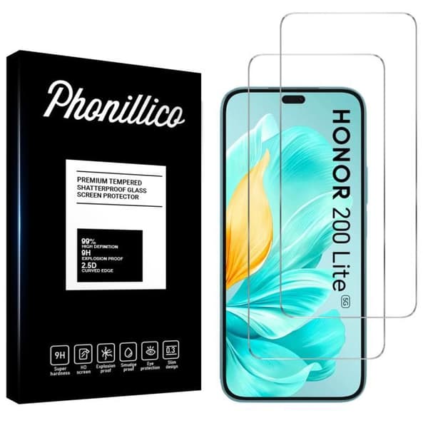 Film i härdat glas - Phonillico - Honor 200 Lite 5G - Pack om 2 - Rep-resistant - Transparent