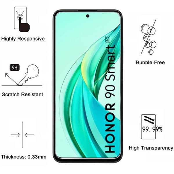 Skyddsplast - Phonillico - Honor 90 Smart 5G - 2-pack - Härdat glas - Rep Resistant
