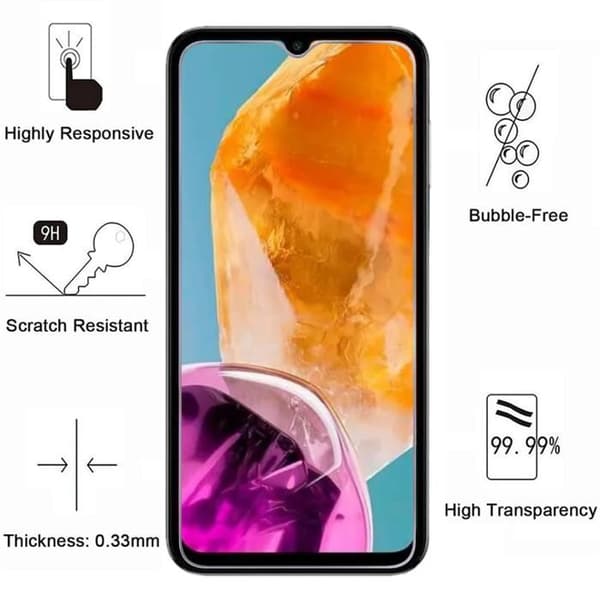 Skärmskydd - Phonillico - Samsung Galaxy M15 5G - Paket med 2 - Härdat glas - Transparent