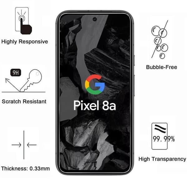 Skärmskydd - Phonillico - Google Pixel 8a - Paketering om 4 - Härdat glas - Repbeständigt