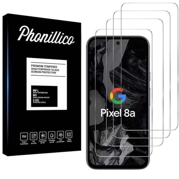 Skärmskydd - Phonillico - Google Pixel 8a - Paketering om 4 - Härdat glas - Repbeständigt