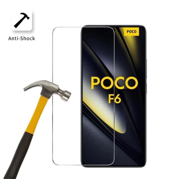 Filmmaterial för skärmskydd - Phonillico - Xiaomi Poco F6 5G - Pack med 2 - Härdat glas - Repbeständig