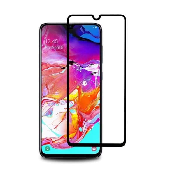 Skyddsglas - Phonillico® - Samsung Galaxy A70 - Paket med 2 - Härdat glas - Svart kant