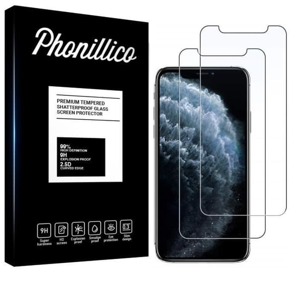 Härdat Glas för Apple iPhone 11 PRO MAX [Pack 2] Ultrastarkt Skydd för Skärm [Phonillico®]