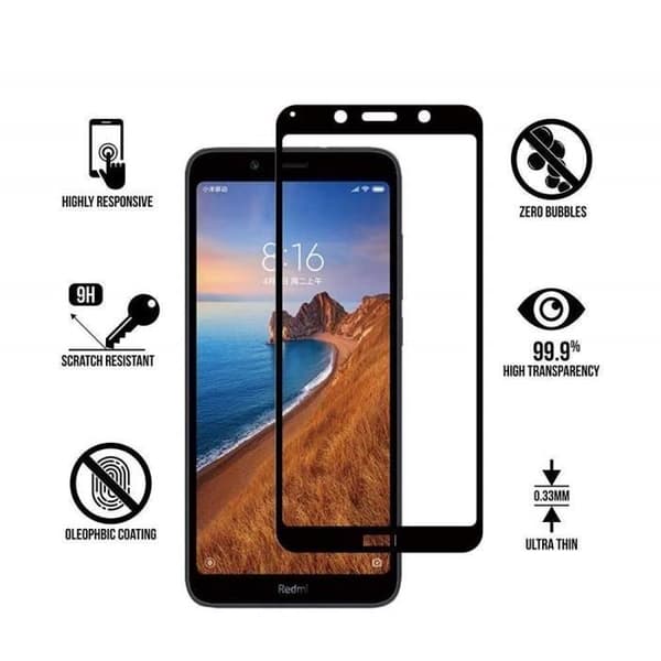 Skyddsglas - Phonillico® - Xiaomi REDMI 7A - Pack om 2 - Härdat Glas - Svart Kant
