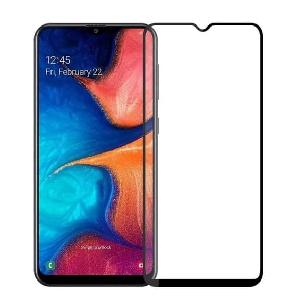 Härdat glas - Phonillico® - Samsung Galaxy A20E - Pack om 3 - Transparent - Svart kant - Rep resistant