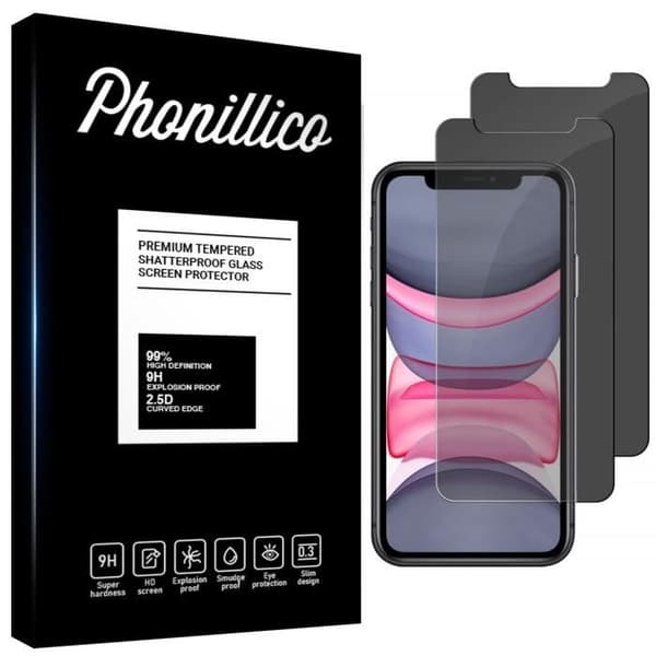 Härdat glas för iPhone XR [Pack 2] Svart anti-spionfilm Skärmskydd Phonillico®
