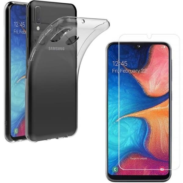 Coque för Samsung Galaxy A20E + Härdat Glas - Ultra Tunn Silikon Skydd Fodral Skydd för Skärm [Phonillico®]