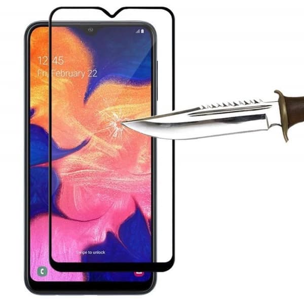 Härdat Glas - Phonillico® - Samsung Galaxy A10 - Pack om 3 - Transparent - Svart Kant - Rep resistente