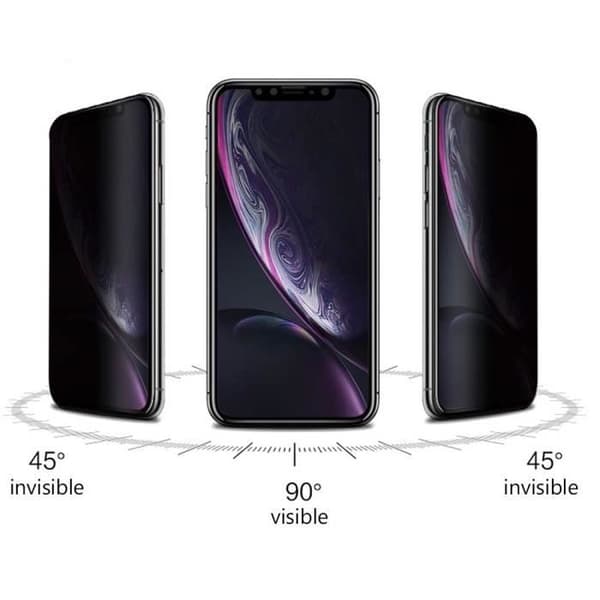 Skyddfilm - Phonillico® - iPhone XR - Pack om 3 - Svart - Antispion - Repellent mot repor