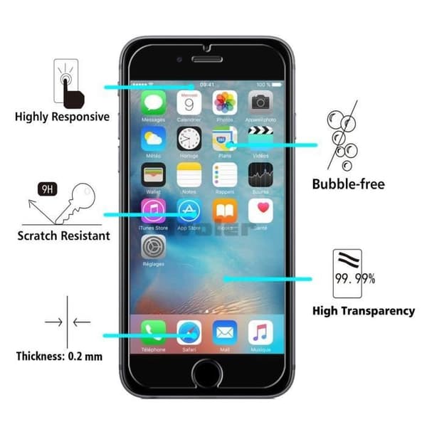 Härdat glas för Apple iPhone 6 PLUS - 6S PLUS - Ultraresistent skyddsfondfilm transparent mot repor Phonillico®