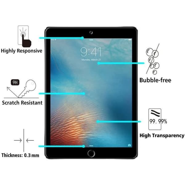 Härdat Glas för iPad AIR 1 - AIR 2 - Pro - 5 - 6 [Pack 2] Skärmskyddsfilm Resistenta [Pack om 2] Rep-skyddande Glas Phonillico®