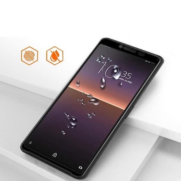Härdat Glas för Sony Xperia 10 II [Pack 2] Transparent Film Svart Kant Skärmskydd Phonillico®