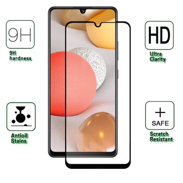 Härdat glas - Phonillico® - Samsung A42 - 2-pack - Transparent - Svart kant - Rep-resistant