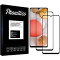 Miniatyrbild 1 av 3: Härdat glas - Phonillico® - Samsung A42 - 2-pack - Transparent - Svart kant - Rep-resistant