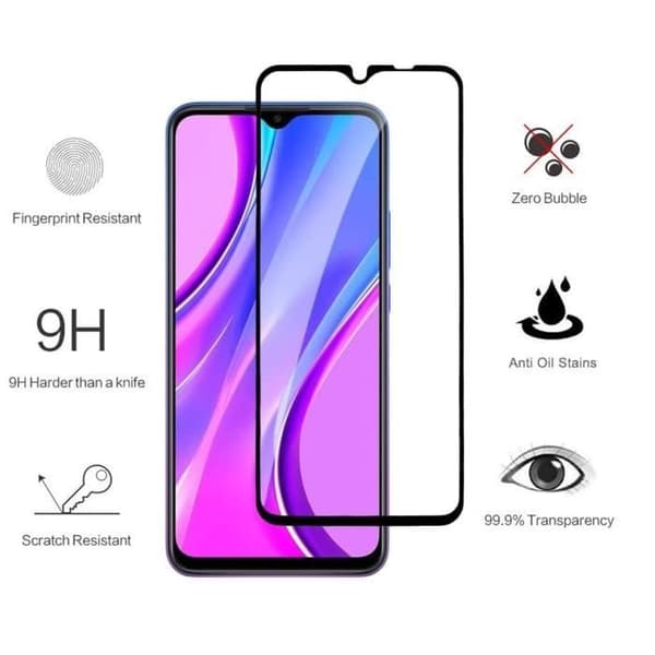 Härdat glas - Phonillico® - Xiaomi REDMI 9/9A/9C NFC - 2-pack - Transparent - Svart kant