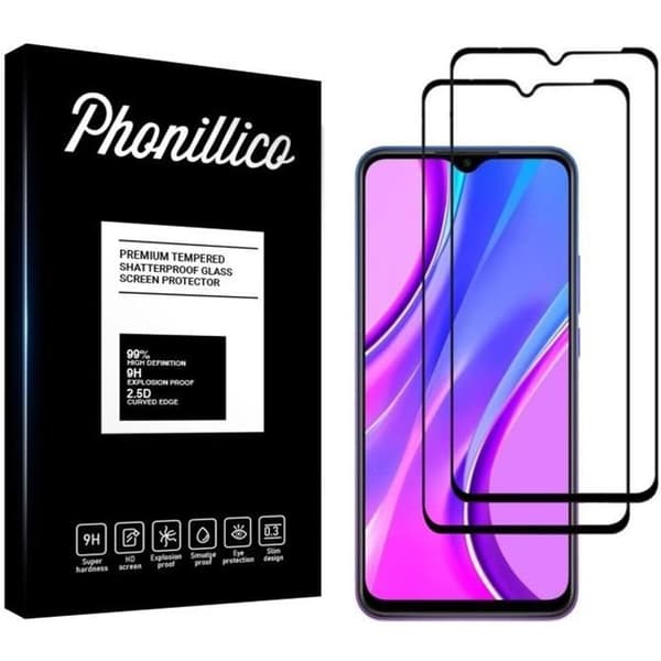 Härdat glas - Phonillico® - Xiaomi REDMI 9/9A/9C NFC - 2-pack - Transparent - Svart kant