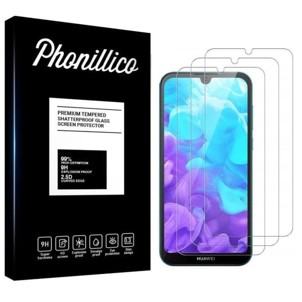 Härdat glas för Huawei Y5 2019 [Pack 3] Transparent skyddsglas för skärm Phonillico®