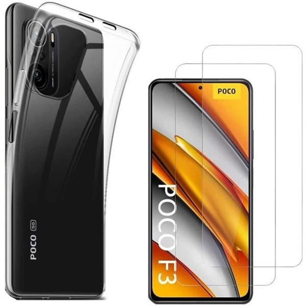 Skydd för Xiaomi POCO F3 och 2 Härdade Glas - Silikon skydd mjukt Fönster skydd Film Phonillico®
