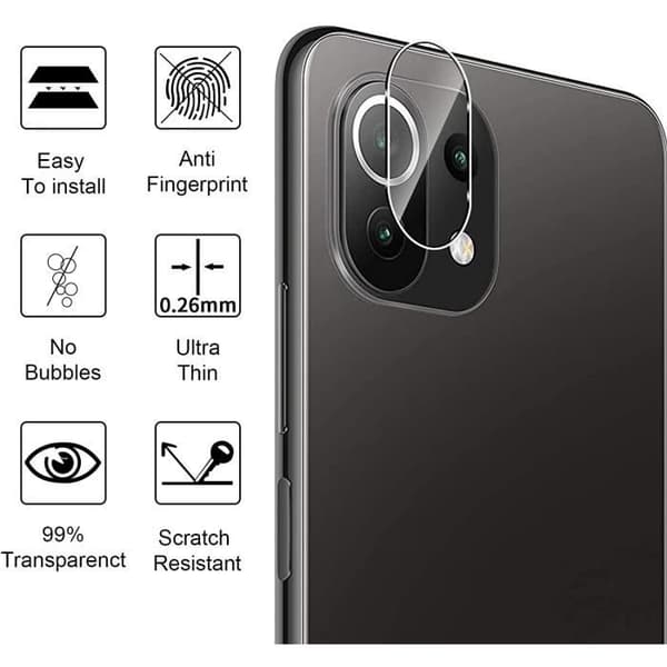 Skyddskamera Transparent för Xiaomi MI 11 LITE [Set om 2] Härdat glas Kameraobjektiv Bakre Film Phonillico®