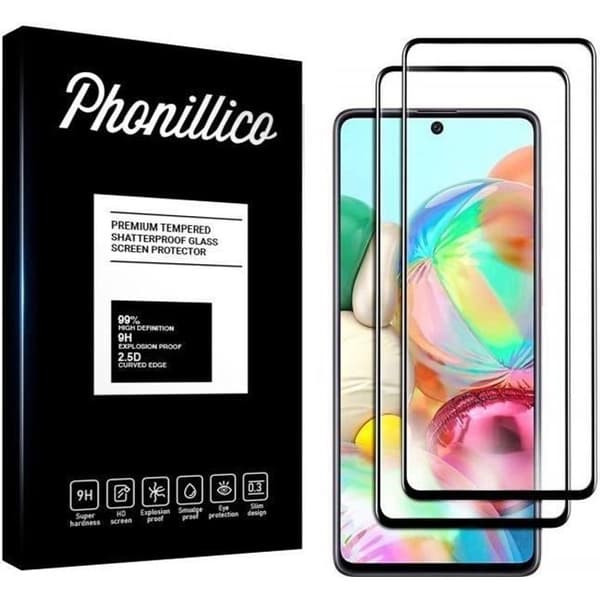 Härdat Glas - Phonillico® - Samsung Galaxy A71 - Pack om 2 - Svart Kantskydd - Repbeständig